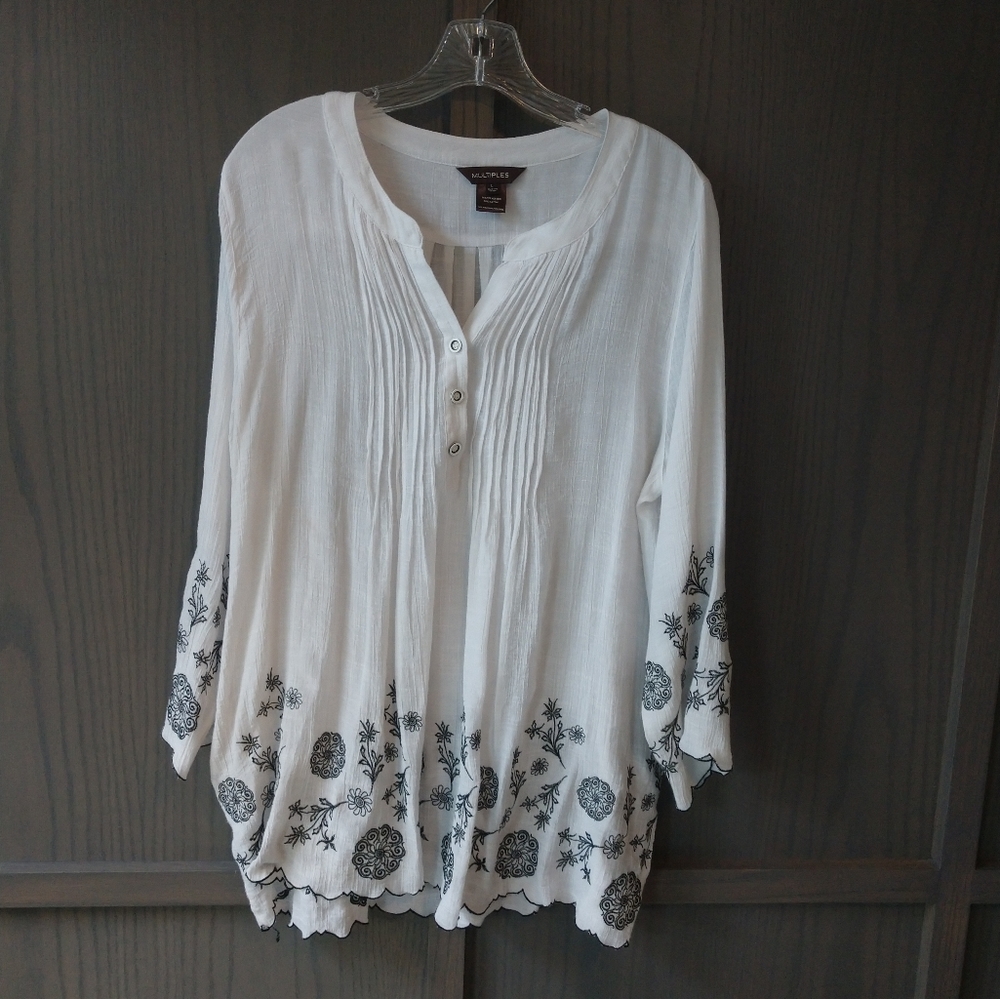 Multiples white sheer top